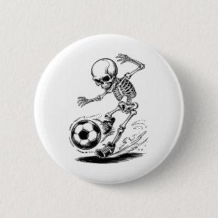 Griezelige Skelet Kinderen Voetbal Spelen Hallowee Ronde Button 5,7 Cm