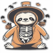 Griezelige skelet luiaard trick-or-treating Klassi Sticker (Voorkant)