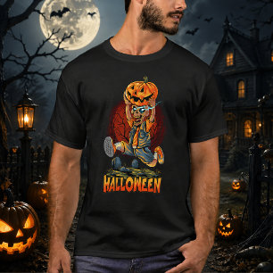 Griezelige Skelet Pompoen Halloween Horror T-shirt