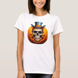 Griezelige Skelet Pompoen Hoed Botten Halloween T-shirt