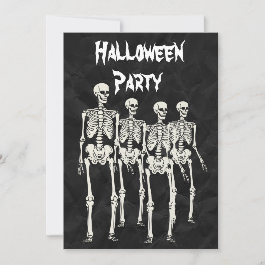 Griezelige Skeleta Halloween Feest Kaart (Voorkant)