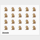 Griezelige Skeletkat  Ronde Sticker (Vel)