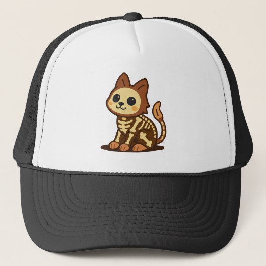 Griezelige Skeletkat  Trucker Pet (Voorkant)