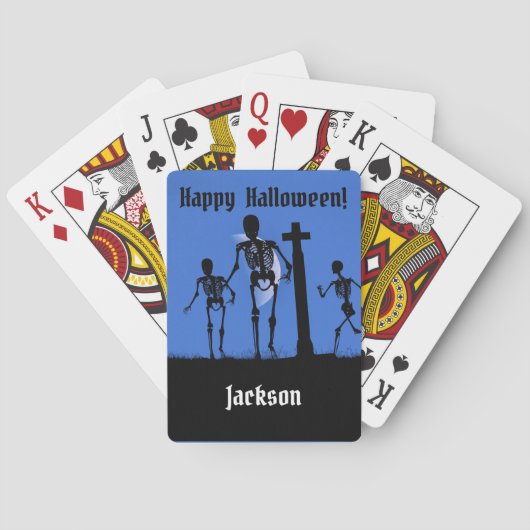Griezelige skeletten op kerkhof pokerkaarten (Achterkant)