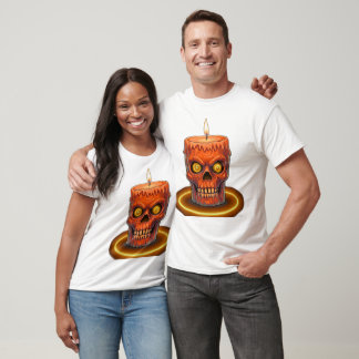 Griezelige Smeltende Schedel Kaars Grafische T-shi T-shirt