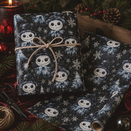 Griezelige Sneeuwman Gotische Kerstmis Inpakpapier Vel
