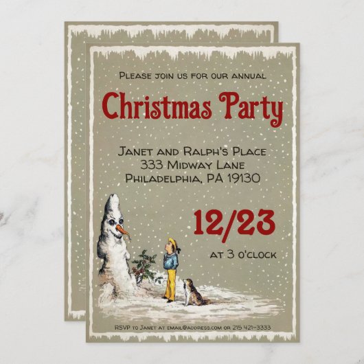 Griezelige sneeuwpop kerstfeest  kaart (Voorkant / Achterkant)