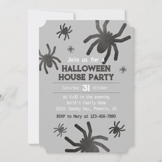 Griezelige Spin Happy Halloween Feest Uitnodiging (Voorkant)