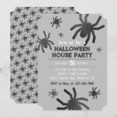 Griezelige Spin Happy Halloween Feest Uitnodiging (Voorkant / Achterkant)