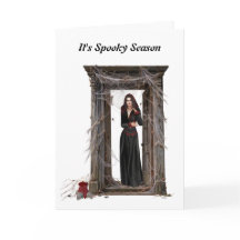 Griezelige Spin Lady Halloween Wenskaart