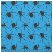 Griezelige spinnen met rode ogen blauw patroon stof (Swatch)