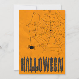 Griezelige Spinnen & Spinnenwebben Halloween Kaart