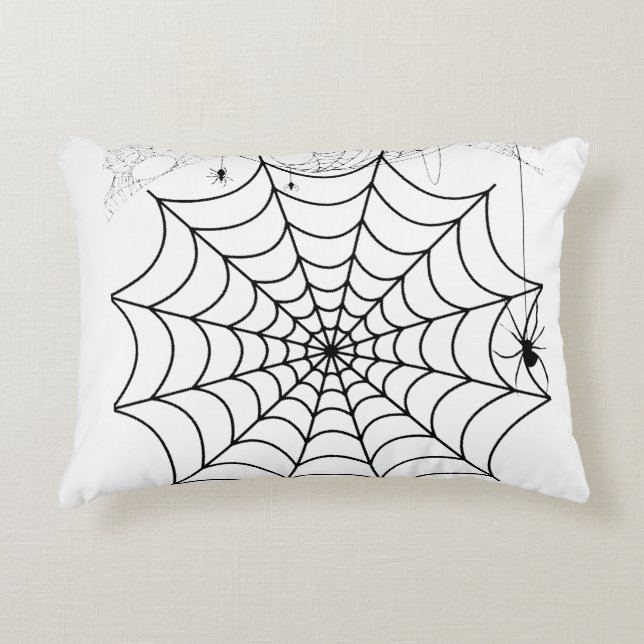 Griezelige Spinnenweb Halloween Accent Kussen (Voorkant)
