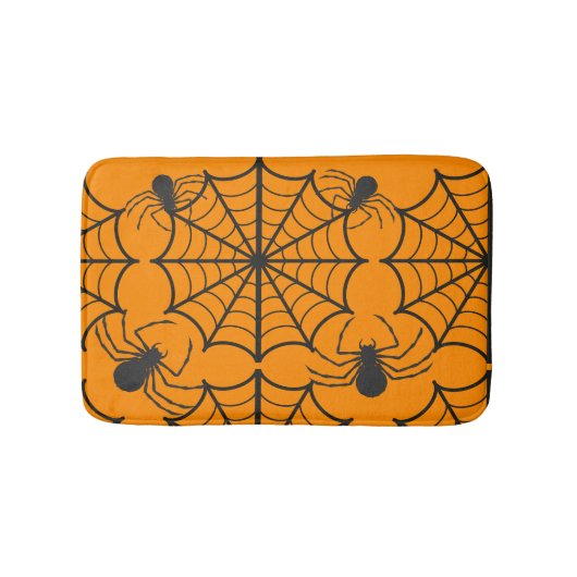 Griezelige Spinnenweb Halloween Badmat (Voorkant)