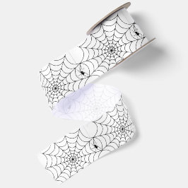 Griezelige Spinnenweb Halloween Satijnen Lint