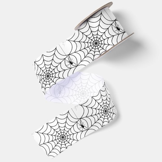 Griezelige Spinnenweb Halloween Satijnen Lint (Achterkant)