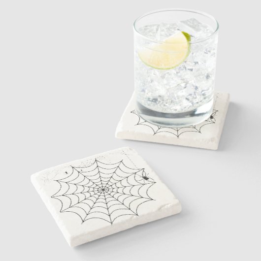 Griezelige Spinnenweb Halloween Stenen Onderzetter (Zijkant)