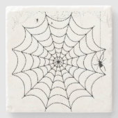 Griezelige Spinnenweb Halloween Stenen Onderzetter (Voorkant)