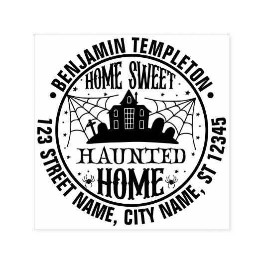 Griezelige Spinnenwebben Naam Adres Gehekst Huis Zelfinktende Stempel (Design)