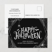 Griezelige Spinneweb Halloween Feest Uitnodiging Briefkaart (Voorkant / Achterkant)