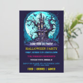 Griezelige Spoken Manor Halloween-feest Uitnodigin Kaart (Staand voorkant)