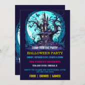 Griezelige Spoken Manor Halloween-feest Uitnodigin Kaart (Voorkant / Achterkant)