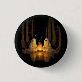 Griezelige spook kampvuur nacht bos kunst - Hallow Ronde Button 3,2 Cm