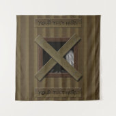 Griezelige spookachtige Halloween-achtergrondrekwi Wandkleed (Voorkant)