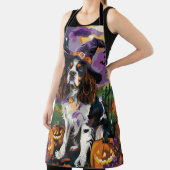 Griezelige Springer Spaniel Halloween Heks Pompoen Schort (Insitu)