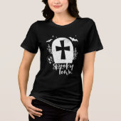 Griezelige Stad Halloween Tri-Blend Shirt (Voorkant)