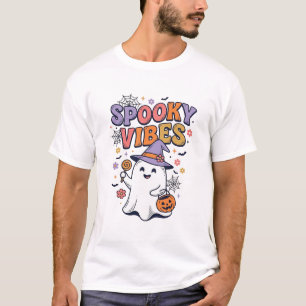 Griezelige Stemming Cute Geest Vintage Halloween O T-shirt