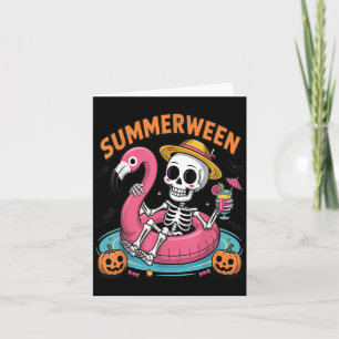 Griezelige Summerween-skelet die gewoon op Hallowe Kaart