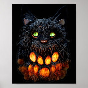 Griezelige Szn Jack-O-Lantern Halloween Zwarte Kat Poster