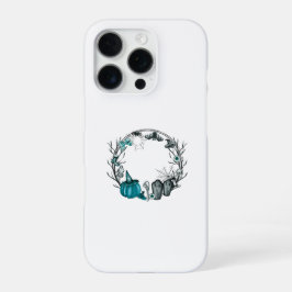 Griezelige Teal en Grijs Halloween Frame T-shirts iPhone 16 Pro Hoesje