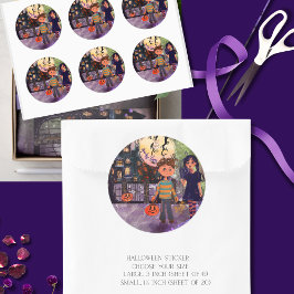 Griezelige Tijd Monster Kinderen Halloween Ronde Sticker