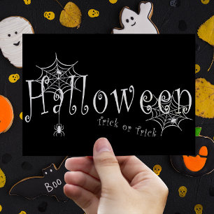 Griezelige Trick or Treat Halloween Spinnekop Ontw Briefkaart
