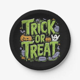 Griezelige Trick or Treat Slijm Halloween Papieren Bordje