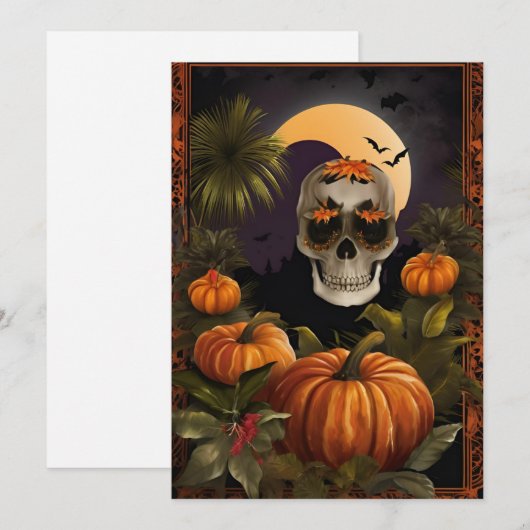 Griezelige Tropische Halloween - Dag van de Doden  Feestdagenkaart (Voorkant / Achterkant)