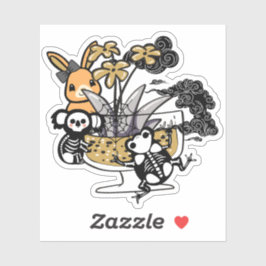 Griezelige tuin met skeletkoala en kikker sticker