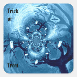 Griezelige Uil Boom Trick or Treat Aangepast Vierkante Sticker