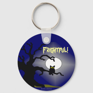 Griezelige Uil in Boom Halloween Sleutelhanger