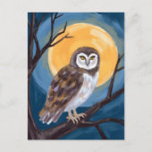 griezelige uil | Volle Maan Happy Halloween Feestdagenkaart (Voorkant)