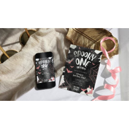 Griezelige Uitnodiging Roze Vleermuizen Halloween 