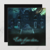 Griezelige uitnodigingen voor een spookhuis met Ha (Voorkant / Achterkant)