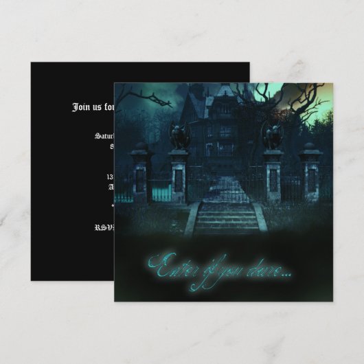 Griezelige uitnodigingen voor Halloween in een spo (Voorkant / Achterkant)