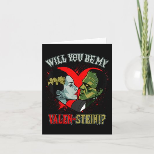 Griezelige Valentijnsdag-cadeau Merch Frankenstein Kaart (Voorkant)