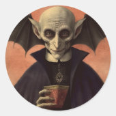 Griezelige vampier Dracula Halloween-rondje Ronde Sticker (Voorkant)