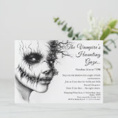 Griezelige Vampier Vrouw Halloween Uitnodiging (Staand voorkant)