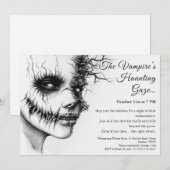 Griezelige Vampier Vrouw Halloween Uitnodiging (Voorkant / Achterkant)