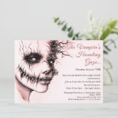 Griezelige Vampier Vrouw Halloween Uitnodiging (Staand voorkant)